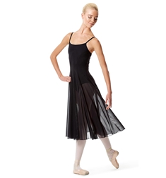 בגד גוף מלייקרה מט עם שמלת רשת מחוברת