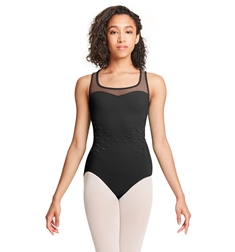 בגד גוף בגזרת גופיה של MIRELLA בשילוב רשת